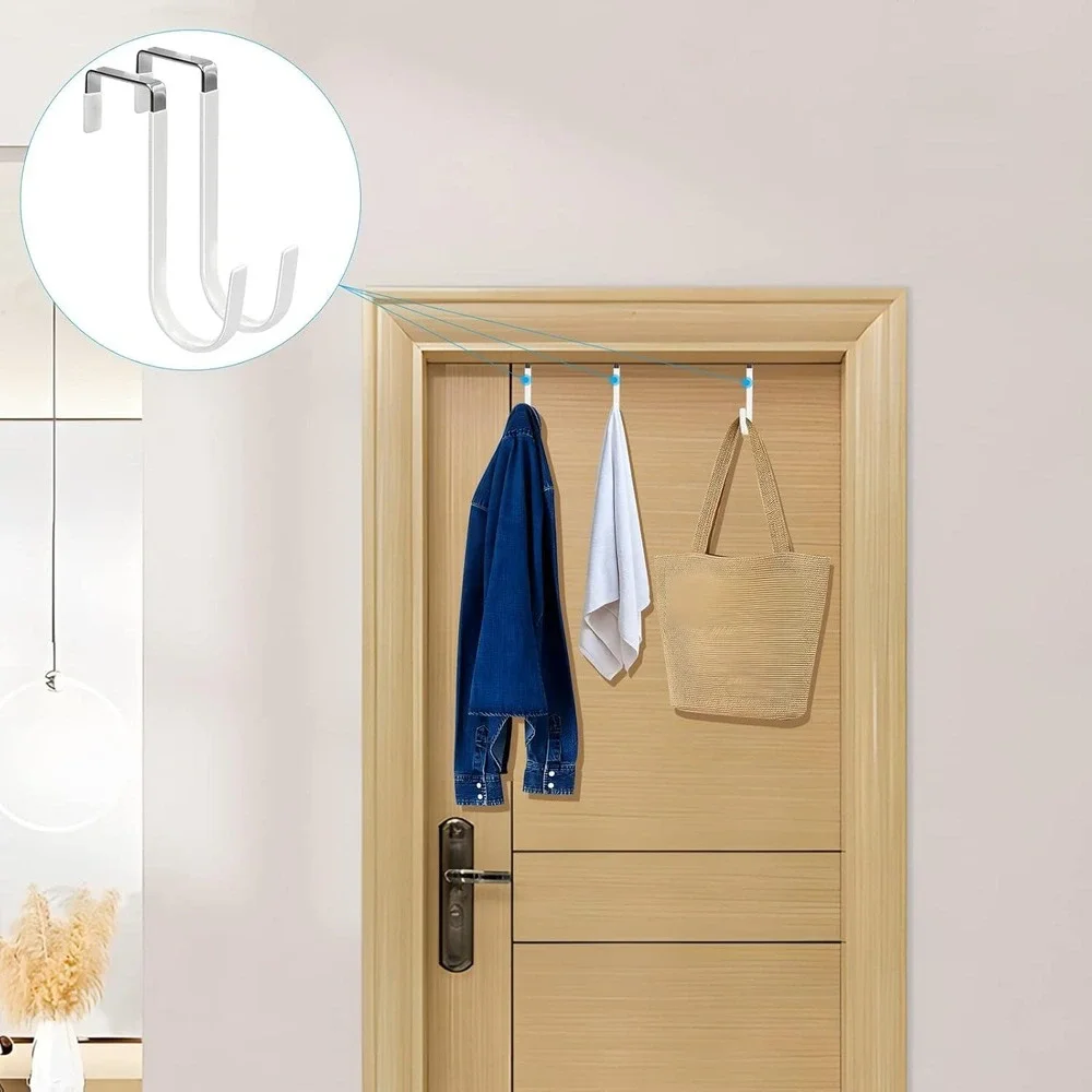 Set of‎ 4 FYY Over The Door White Hangers Hooks with Rubber Prevent Scratches He